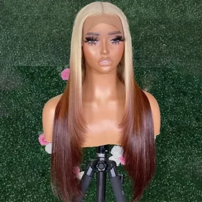 #613/4 Straight Blonde Ombre Color Wig