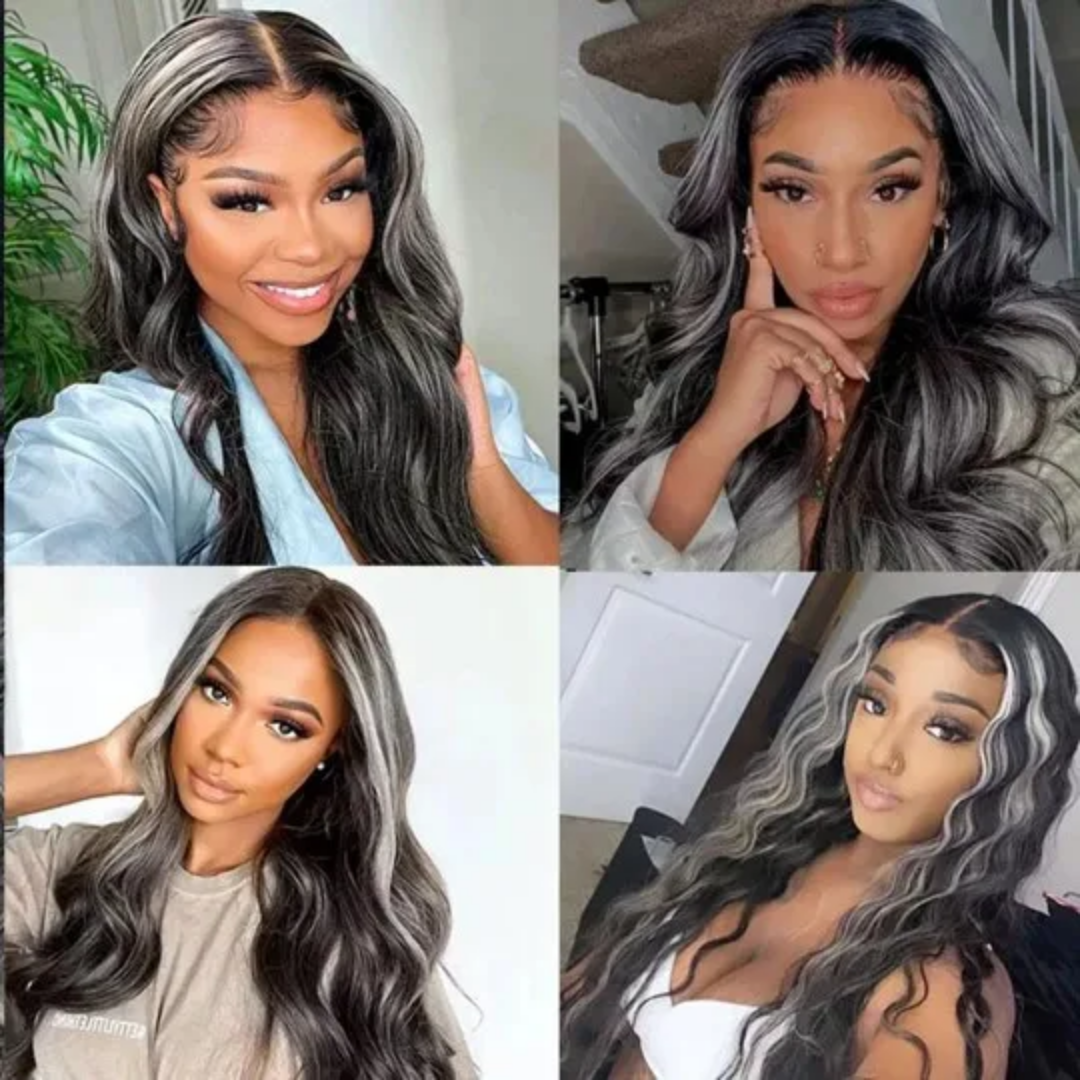 Gray Highlight Human Hair Wig - Image 2