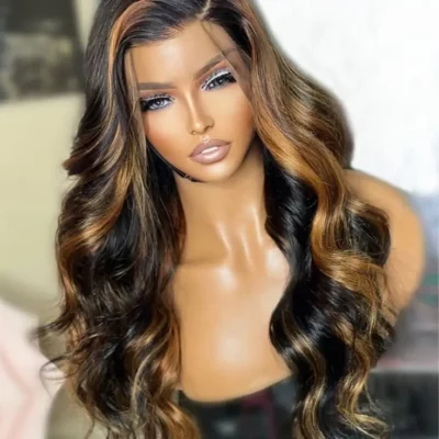 Highlight Dark Brown Mixed #4/27 Lace Front Human Hair Wigs