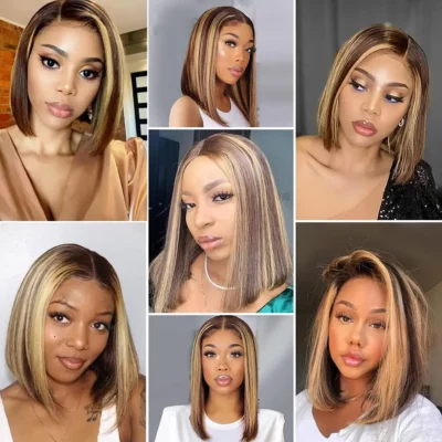 Highlight Short Bob Human Hair Wigs
