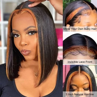 New Highlight Lace Straight Bob Human Hair Wigs