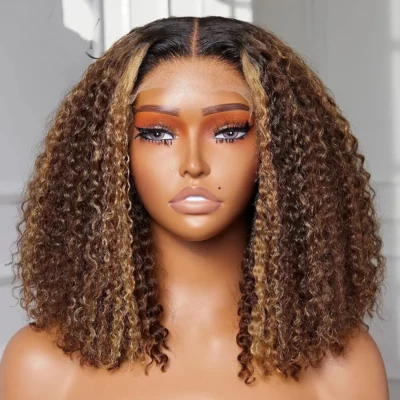 P4/27 Highlight Curly Bob Wigs