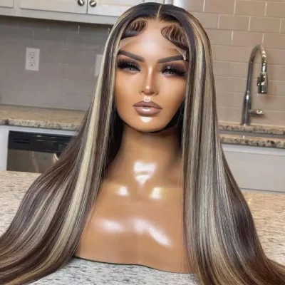 Gray Highlight Straight Human Hair Wig