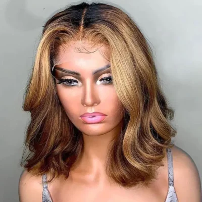 180 Density Short Bob Wig Highlight Wig