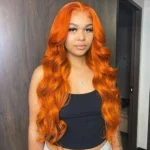 Ginger Body Wave Lace Front Wigs For Women Human Hair Pre Plucked Brazilian 30 40 Inch Orange Body Wave 13x6 Hd Lace Frontal Wig 1