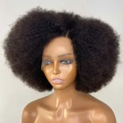 13x2x1, Side part Afro Kinky Curly Lace Front Human Hair Wig.