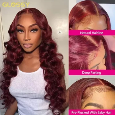 Loose Deep Wave Burgundy 13x6 Hd Lace Frontal Human Hair Wigs For Women Colored 99j Lace Front Glueless Wig Ready To Wear And Go 3