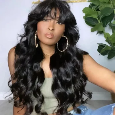Body Wave Lace Front Wig Human Hair Wigs With Bangs Glueless 13x4 Lace Frontal Wig Pre Plucked Cheap Hair Wigs For Women 3