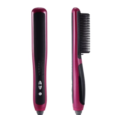 Hot Comb Hair Straightener 2 in1 Fast Heating Straightener And Curling Iron Heated Press Comb Flat Irons Styler Corrugation Tool 8