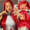 Cherry Red Body Wave Lace Frontal Wig - Image 3