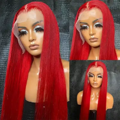 Cherry Red Straight Lace Frontal Wig