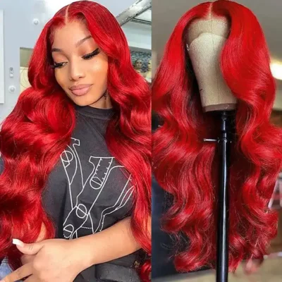 Cherry Red Body Wave Lace Frontal Wig