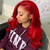 Cherry Red Body Wave Lace Frontal Wig - Image 2