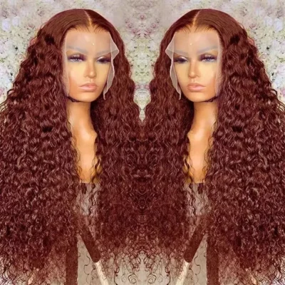 Reddish Curly Lace Frontal Human Hair Wig