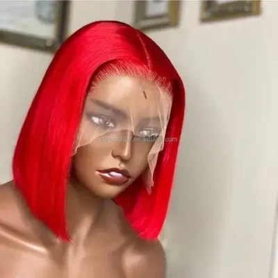 Red Bob Straight Lace Frontal Wig