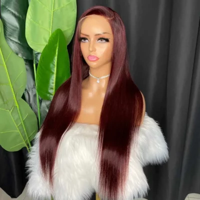 13x4 HD ,Side Part 99J Burgundy Color Body Wave Lace Front Human Hair Wigs