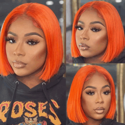Ginger Orange Short Bob Lace Front Wig – Raw Brazilian Human Hair