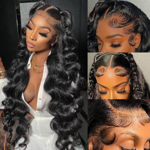 Natural black Body Wave Lace Front Human Hair Wigs - Image 3