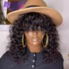 (3-4Days) Glueless Curly Human Hair Wigs Machine Made Wig With Bangs  200% Density - Image 2