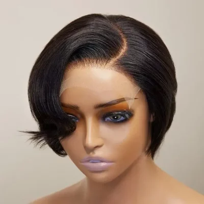 13x4 & 5x5 Closure Lace, Pixie Cut Straight Human Hair Wigs