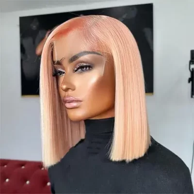 Light Pink Bob Straight 13x4 Lace Frontal Wig