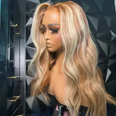 27/613  Ash Blonde Highlight Body Wave Wig