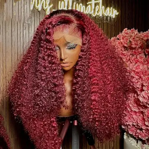 99j Burgadi Color Kinky Curly Short Human Hair Wigs - Image 4