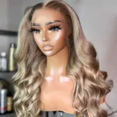 Ombre Platinum Ash Blonde Highlight Body Wave Wig