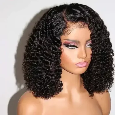 4C Edge Kinky Curly Lace Front Human Hair Wig