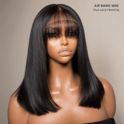 13x4 Straight Air Bang Bob Lace Front Wig