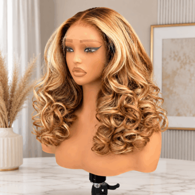 27#/613 Golden Blonde Deep Curly Lace Front Human Hair Wig