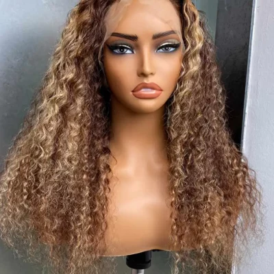 P4/27 Water Wave Highlight Honey Blonde Colored Body Wave Lace Frontal Wig