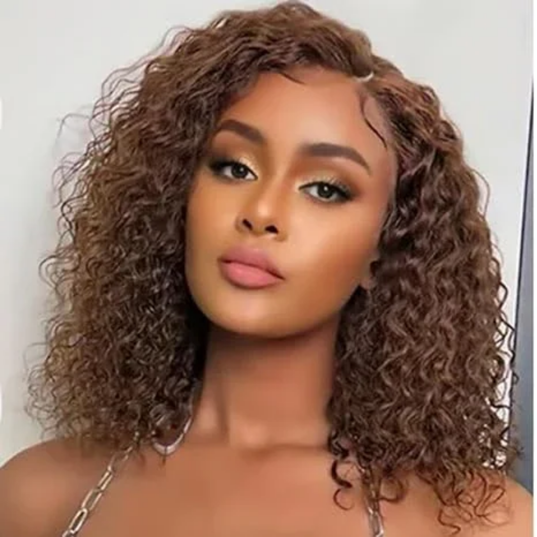 180% Density, Short Curly Bob Lace Front Human Hair Wig - Image 5