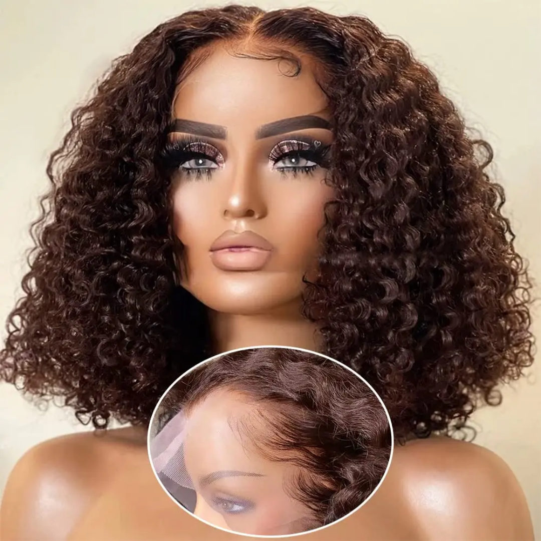 180% Density, Short Curly Bob Lace Front Human Hair Wig - Image 7