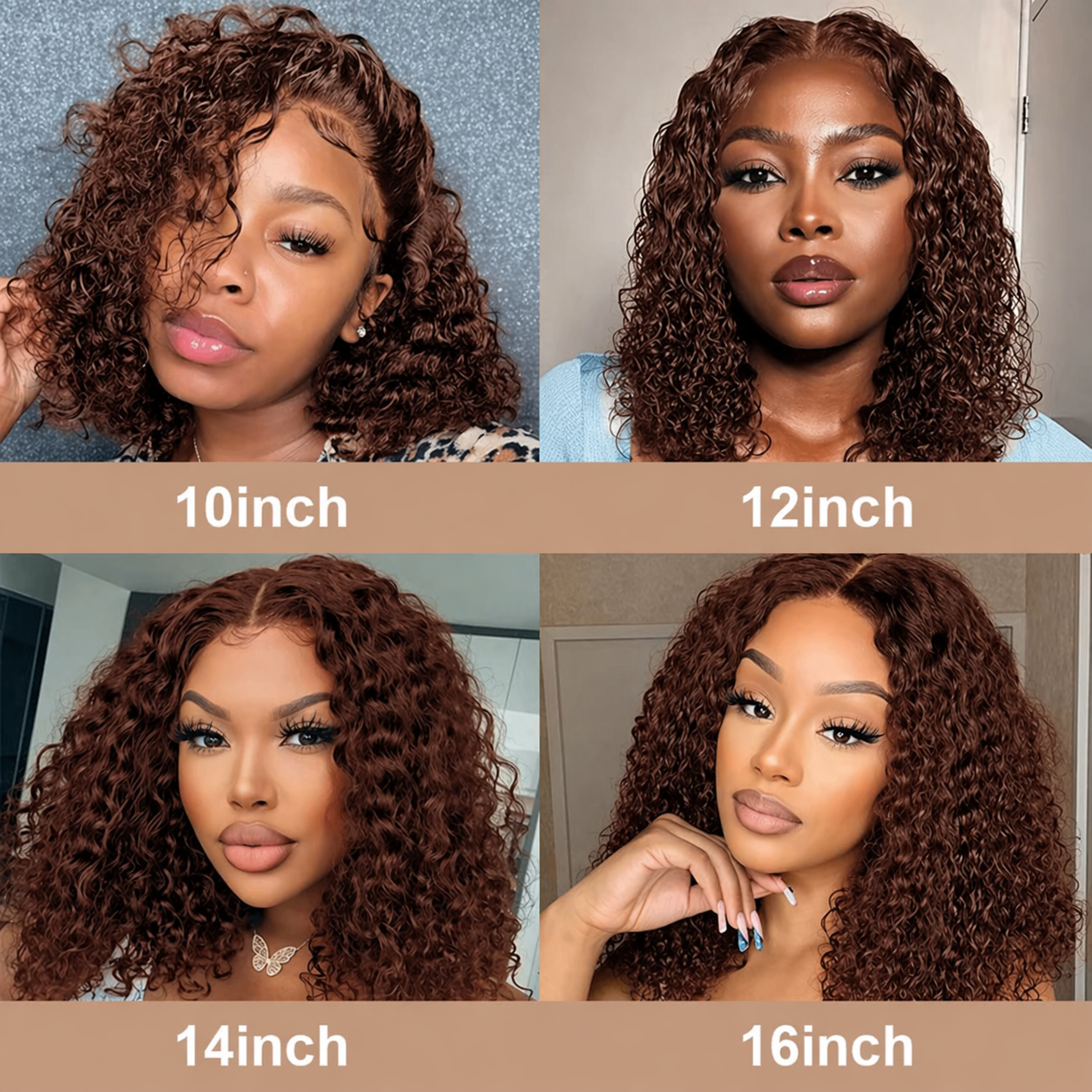 180% Density, Short Curly Bob Lace Front Human Hair Wig - Image 4