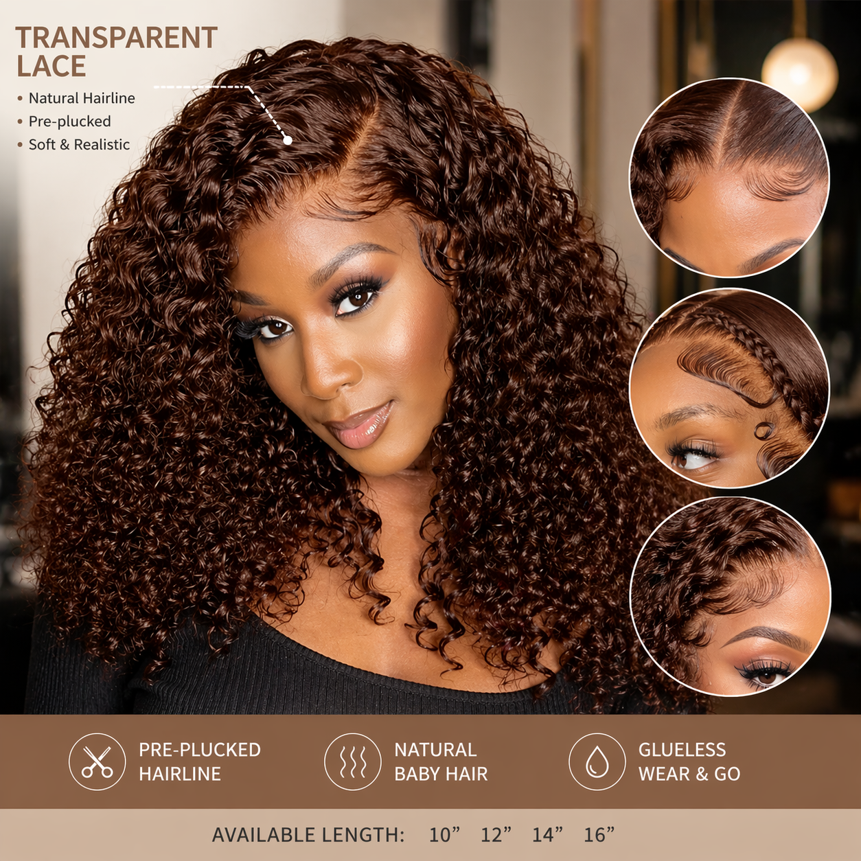180% Density, Short Curly Bob Lace Front Human Hair Wig - Image 3