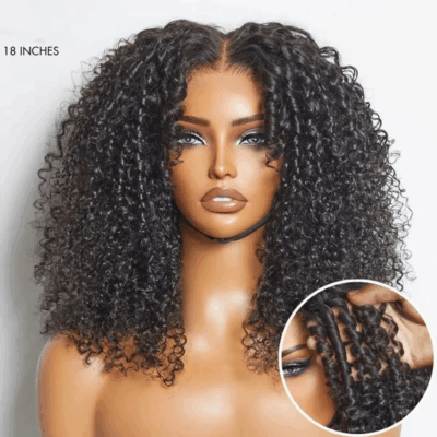 180% Density Pixie Curly, 5x5 Closure , ,Glueless Short Bob Wig Human Hair Wigs