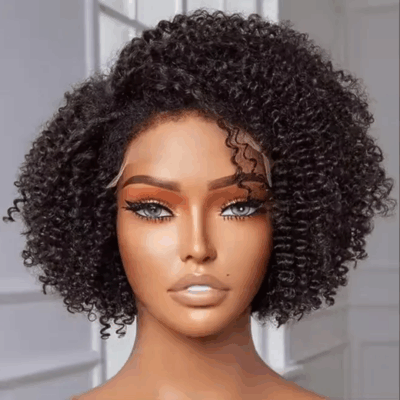 Short Curly Glueless 5×5 Lace Closure Human Hair Wig