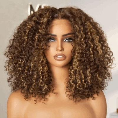 180% Density Highlight Pixie Curly, 5x5 Closure , ,Glueless Short Bob Wig Human Hair Wigs