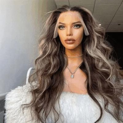 Ombre Ash Blonde Highlight Body Wave Wig