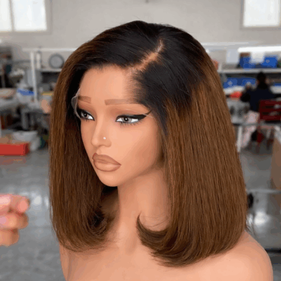 5X 5 HD 180% 10" 1B/30 Brown Yaki+Afro baby's hair Lace wig