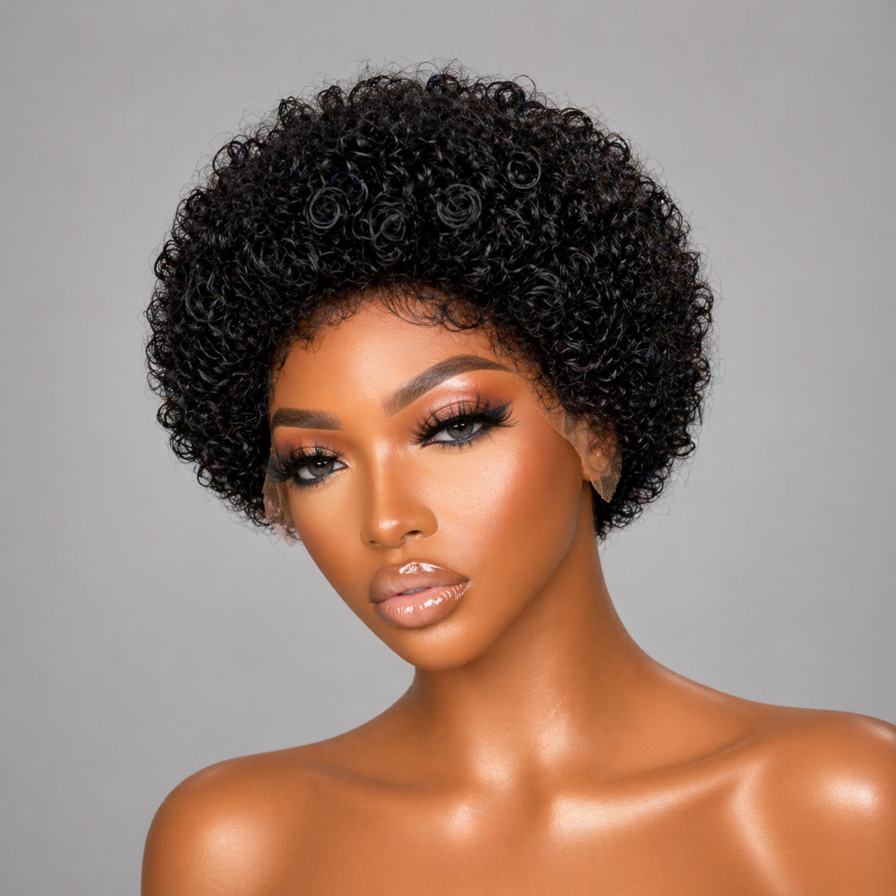 Jamila 9×6 HD Lace Afro Kinky Pixie Curly Human Hair Wig - Image 2