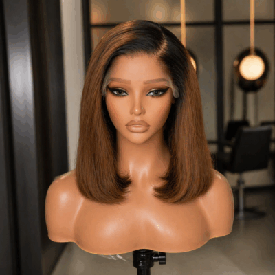 5X 5 HD 180% 10" 1B/30 Brown Yaki+Afro baby's hair Lace wig