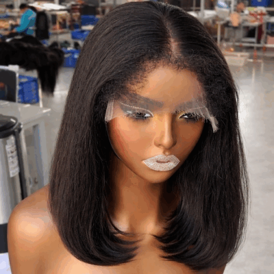 5X 5 HD 180% 10" Yaki+Afro baby's hair Lace wig