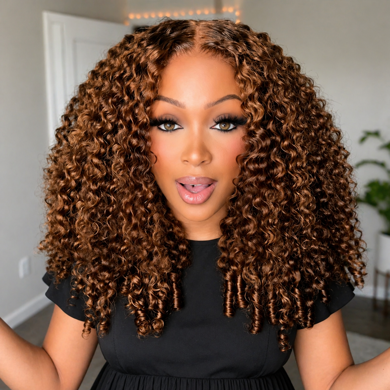 200% Density Brown 4# Burmese Curly 13x4 Lace Front Human Hair Wig - Image 4